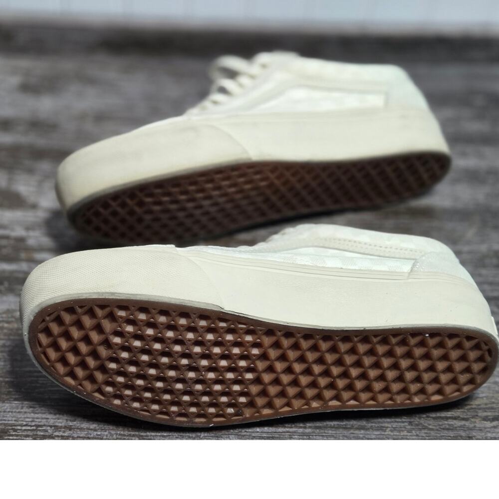Vans Unisex Off White Leather and Canvas Platform Old Skool Sneaker M7.5 W9 - Picture 7 of 7